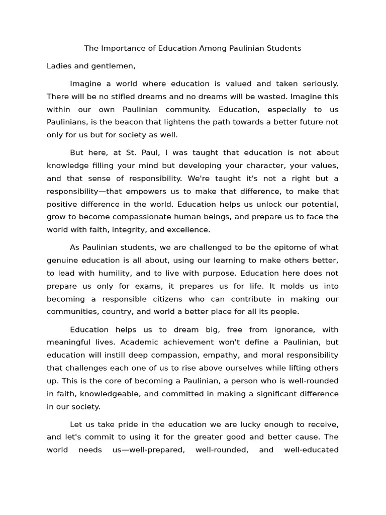 Importance of Education | PDF | Wellness