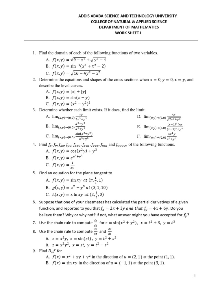 Mathematics Functions and Optimization Worksheet | PDF | Function ...