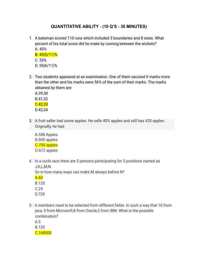 Quantitative and Reasoning Ability Test | PDF | Charles Darwin | Evolution