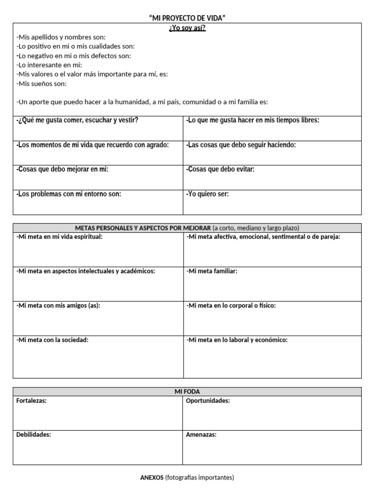 Proyecto de Vida Personal | PDF | Crecimiento personal y profesional