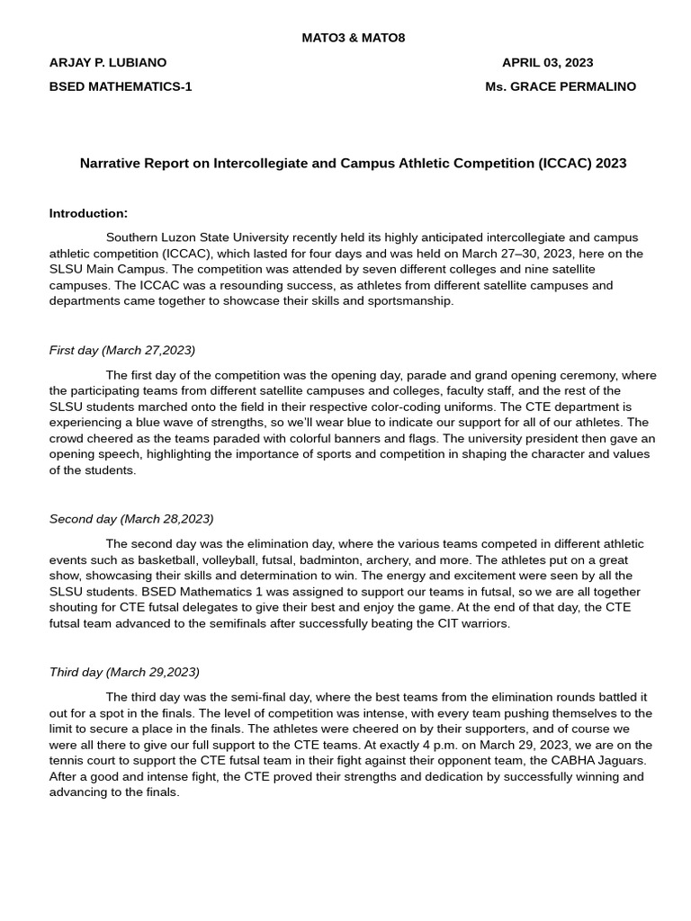 ICCAC 2023: A Celebration of Sports | PDF | Sports