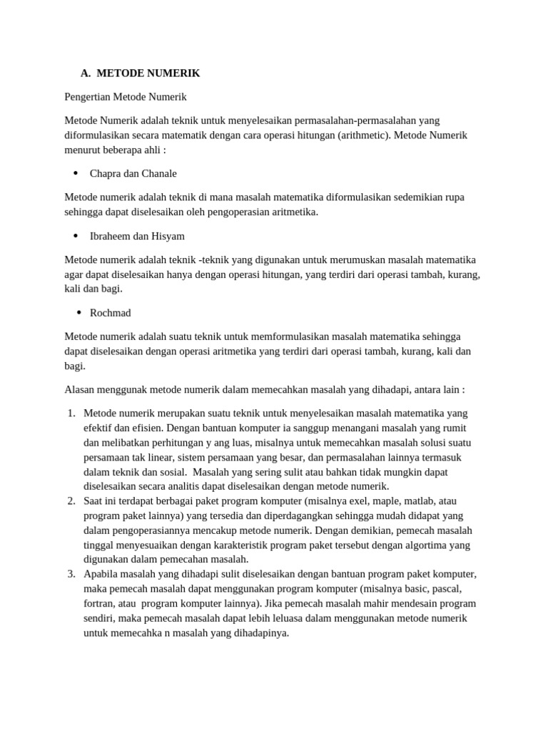 Metode Numerik 1 | PDF | Metode & Bahan Ajar