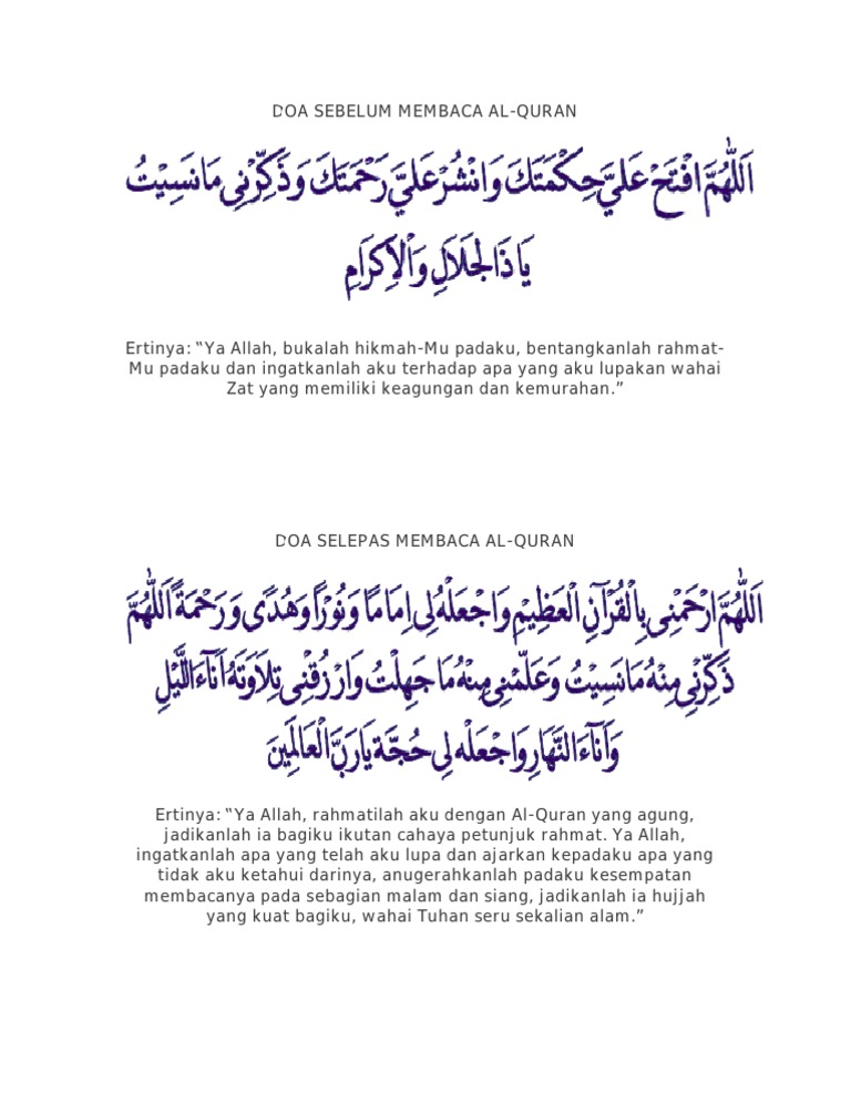Doa Sebelum Membaca Alquran Pdf