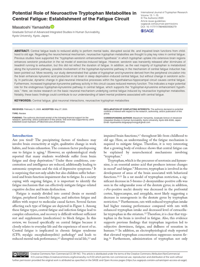 Potential Role of Neuroactive Tryptophan Metabolites in | PDF | Chronic ...