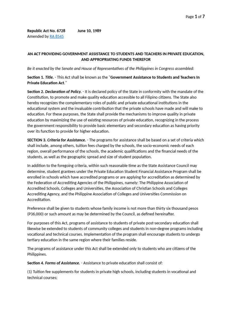 Government Assistance for Private Education | PDF | Private School ...