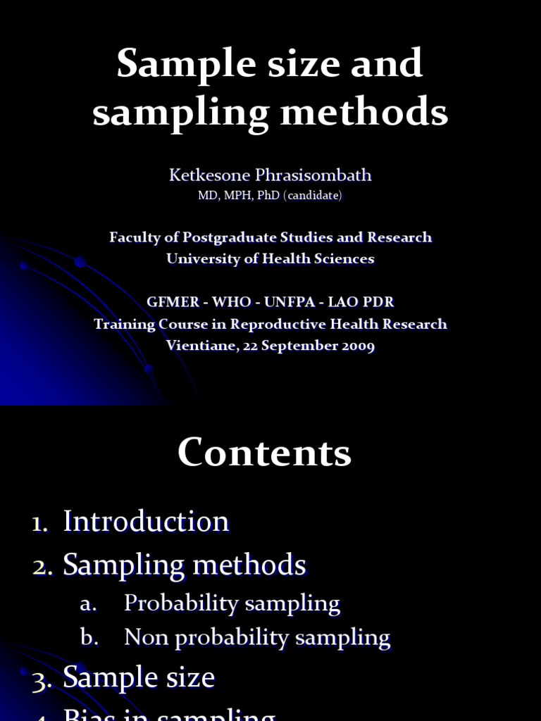 Sample Size Methods Phrasisombath Laos 2009 | PDF | Sampling ...
