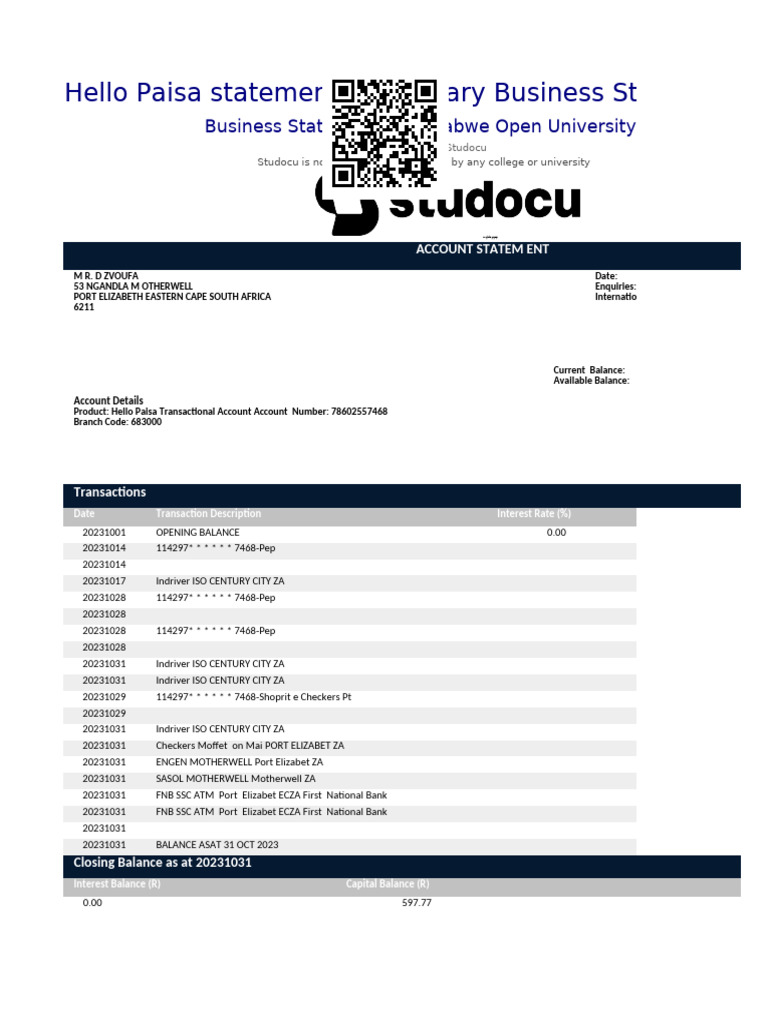 Hello Paisa Account Statement Summary | PDF | Personal Finance ...