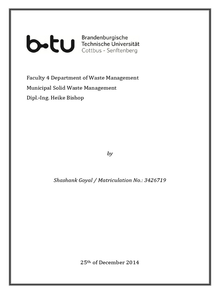 Municipal Solid Waste Management in India | PDF | Waste Management | Waste