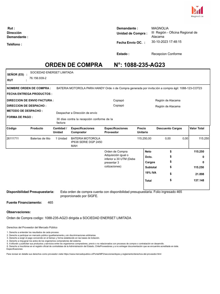 Orden de Compra | PDF | Factura