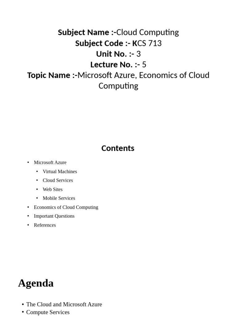 KCS713 Unit 3 Lecture 5 | PDF | Microsoft Azure | Cloud Computing