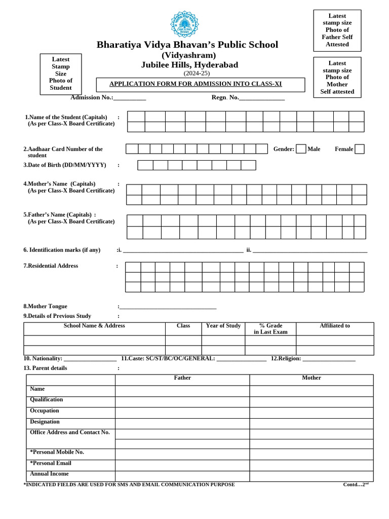 Class XI Admission Form Download | PDF | Mathematics