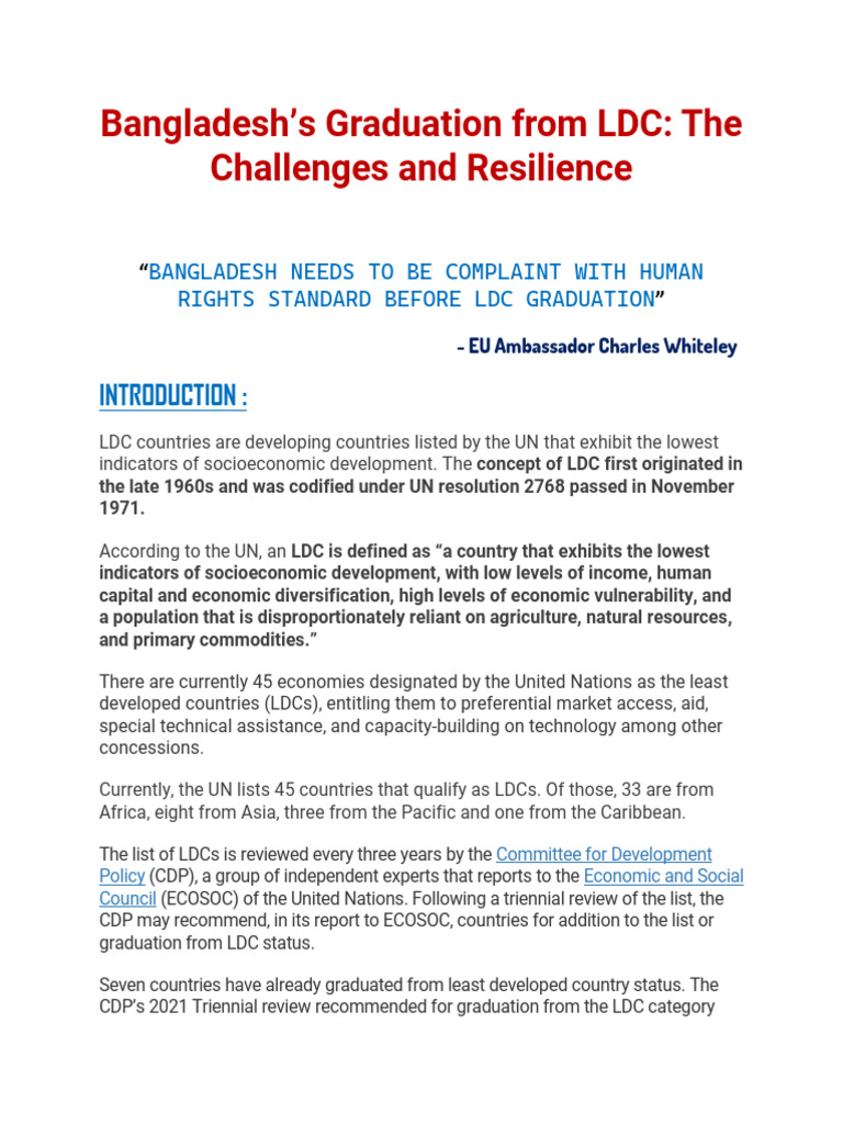 Bangladesh's Graduation From LDC | PDF | Economies | World Economy
