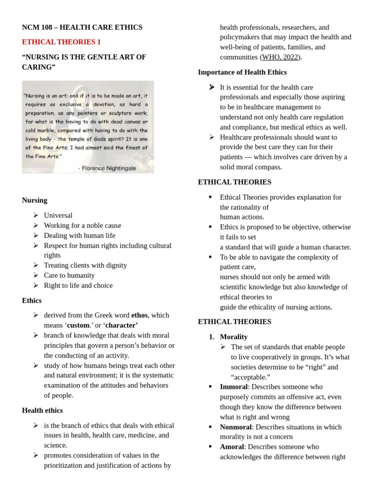 Health Care Ethics in Nursing | PDF | Morality | Informed Consent