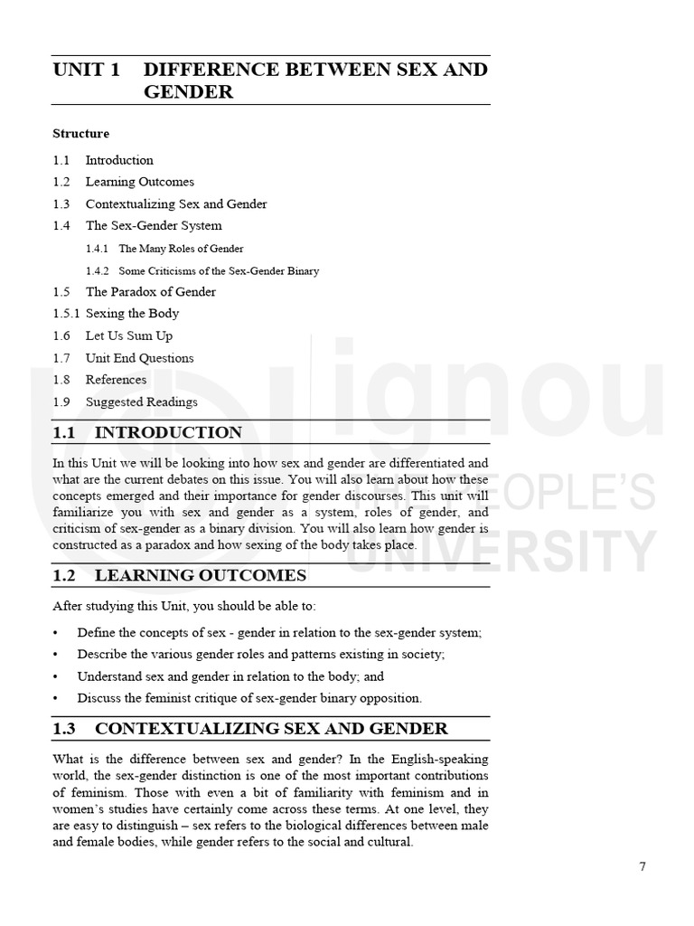 Sex vs. Gender: Key Differences Explained | PDF | Gender | Gender Studies