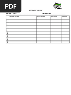 ATTENDANCE REGISTER