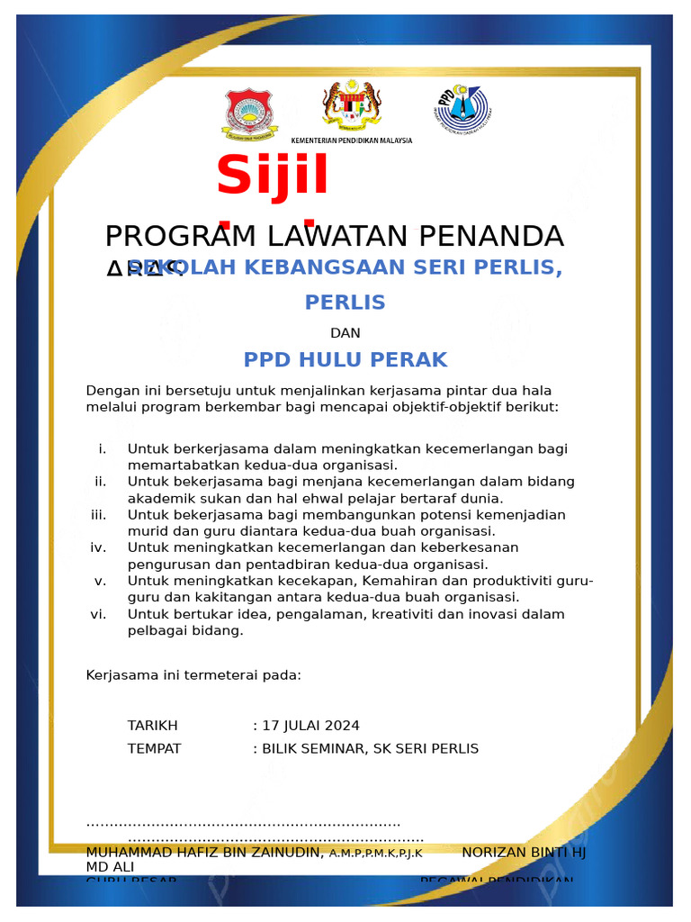 Kerjasama PPD Hulu Perak dan SK Seri Perlis | PDF | Bisnis | Seni