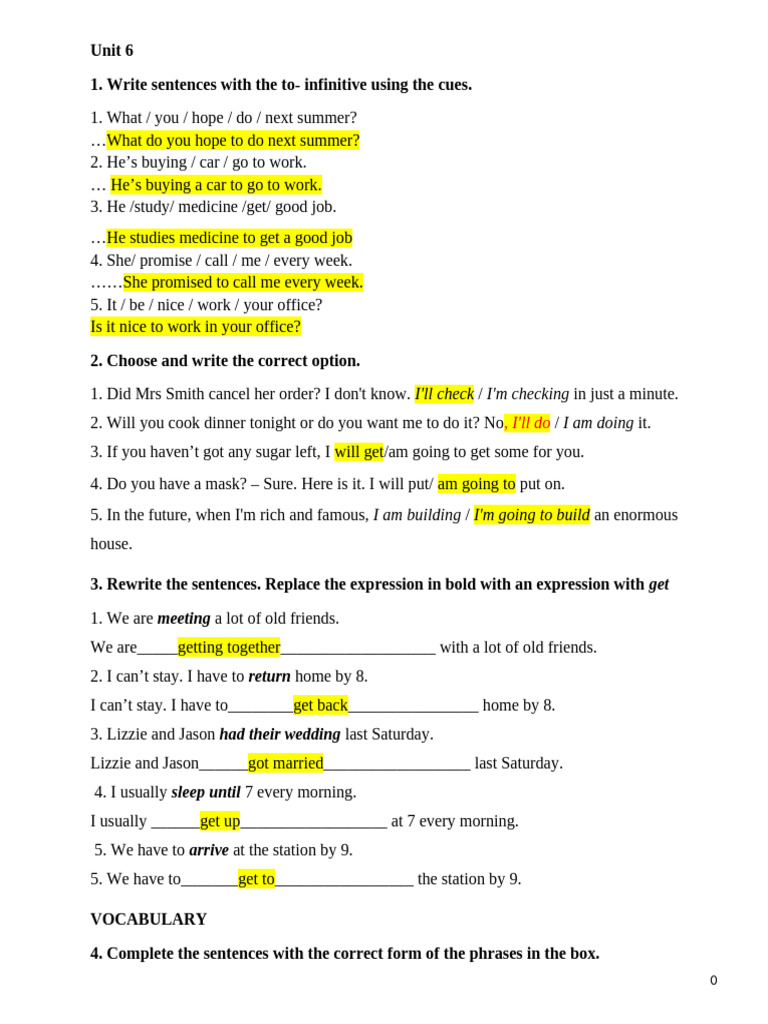 Together 6 Unit 2 Test Preparation | PDF | Books