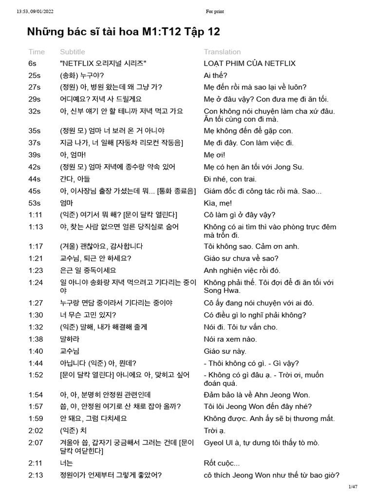 HOSPITAL PLAYLIST PHẦN 1 - TẬP 12 | PDF