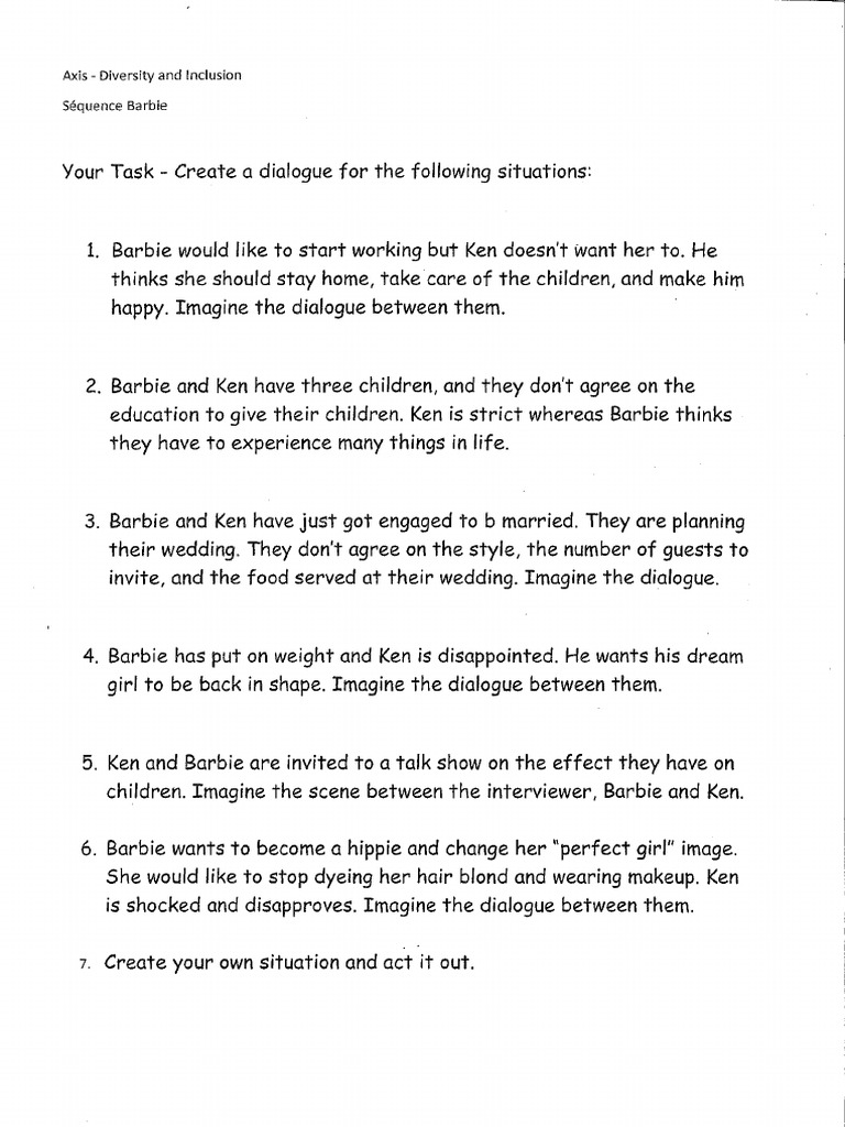 Document 5 Barbie Roleplay Scenarios | PDF