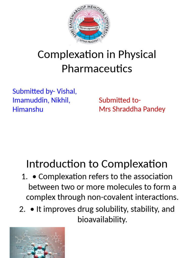 Complexation in Physical Pharmaceutics | PDF | Coordination Complex ...