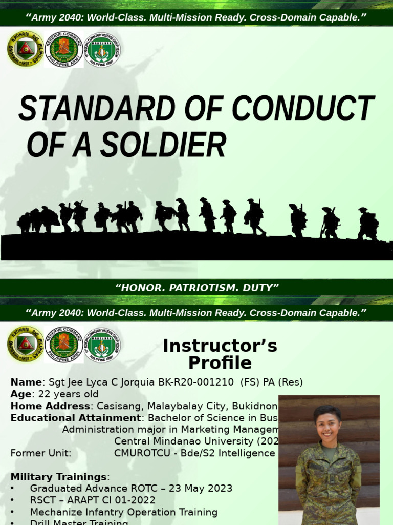 Filipino Soldier Conduct Standards | PDF | Soldier | Army