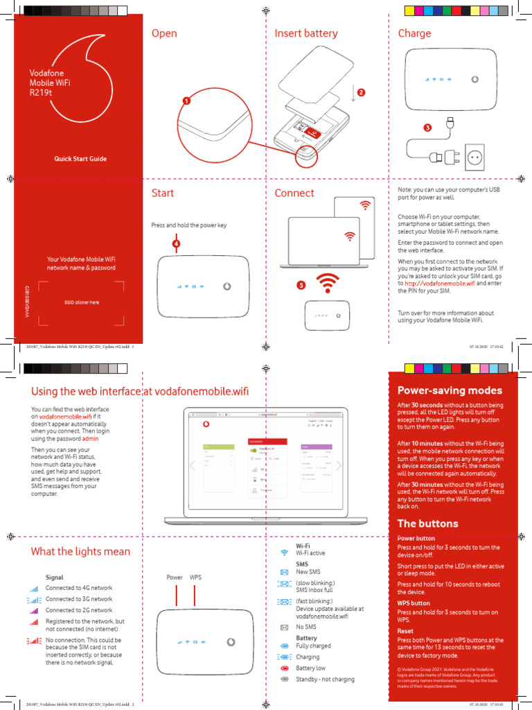 Vodafone Mobile WiFi R219t Setup Guide | PDF | Wi Fi | Computing