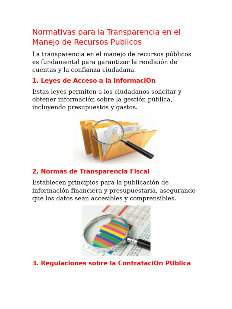 Normativas para La Transparencia en El Manejo de Recursos Publicos ...