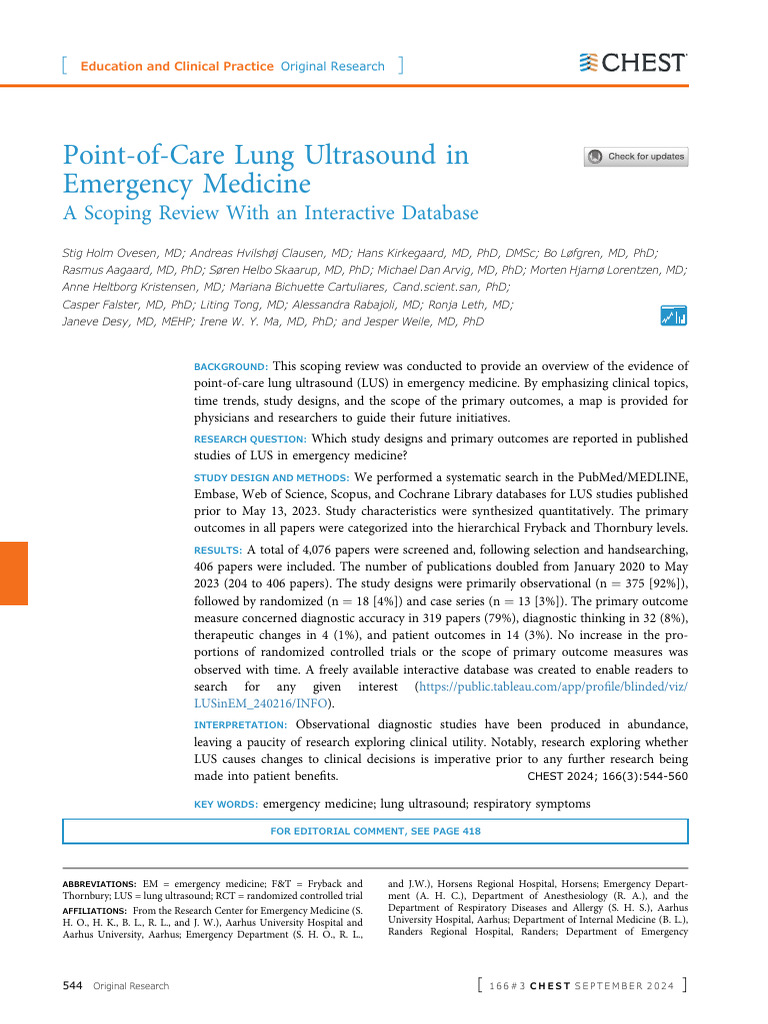 Ultrasound in Emergency 2024 Chest | PDF | Randomized Controlled Trial ...