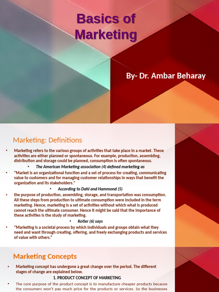 Basics Of Marketing Pdf Marketing Market Economics