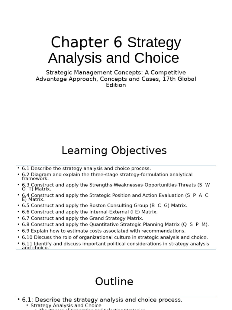 Strategy Analysis and Choice Framework | PDF | Strategic Management ...