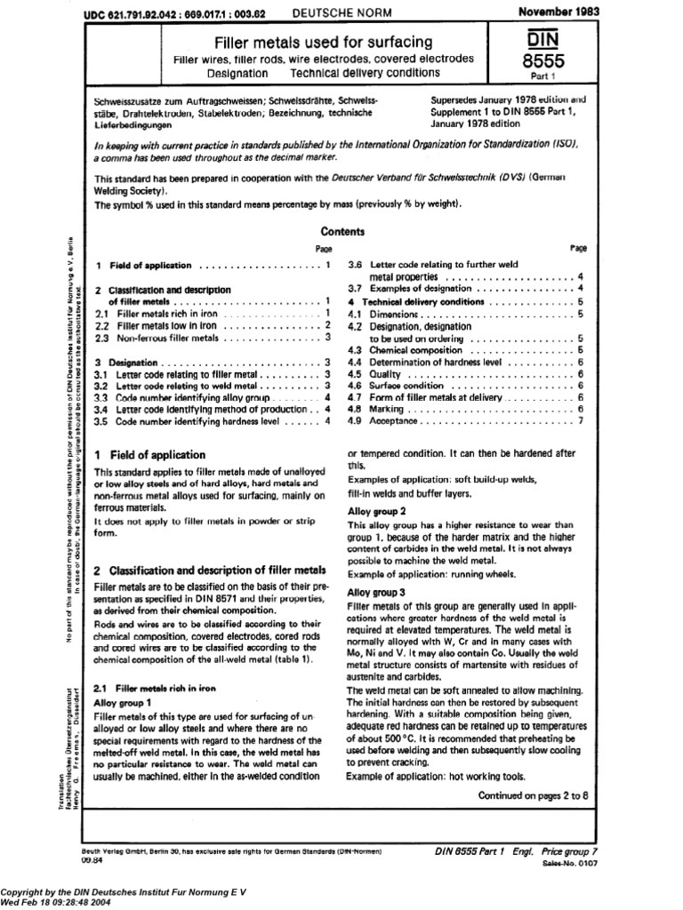 DIN 8555 Standard Overview | PDF