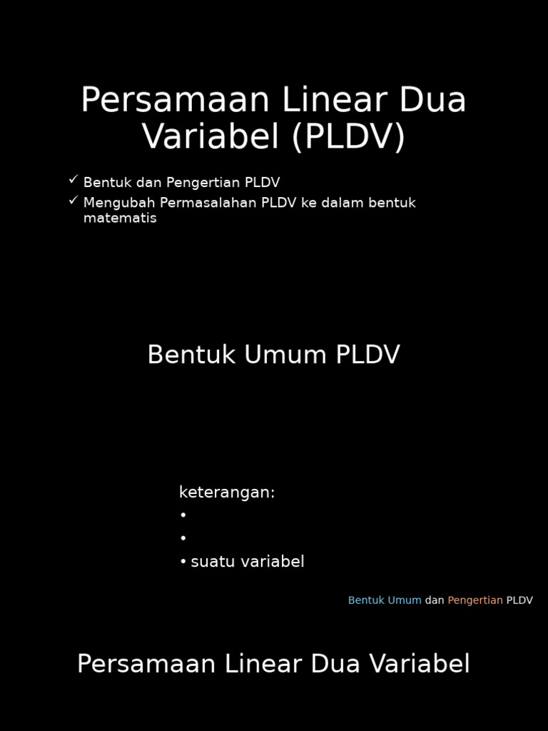 Persamaan Linear Dua Variabel (PLDV) | PDF