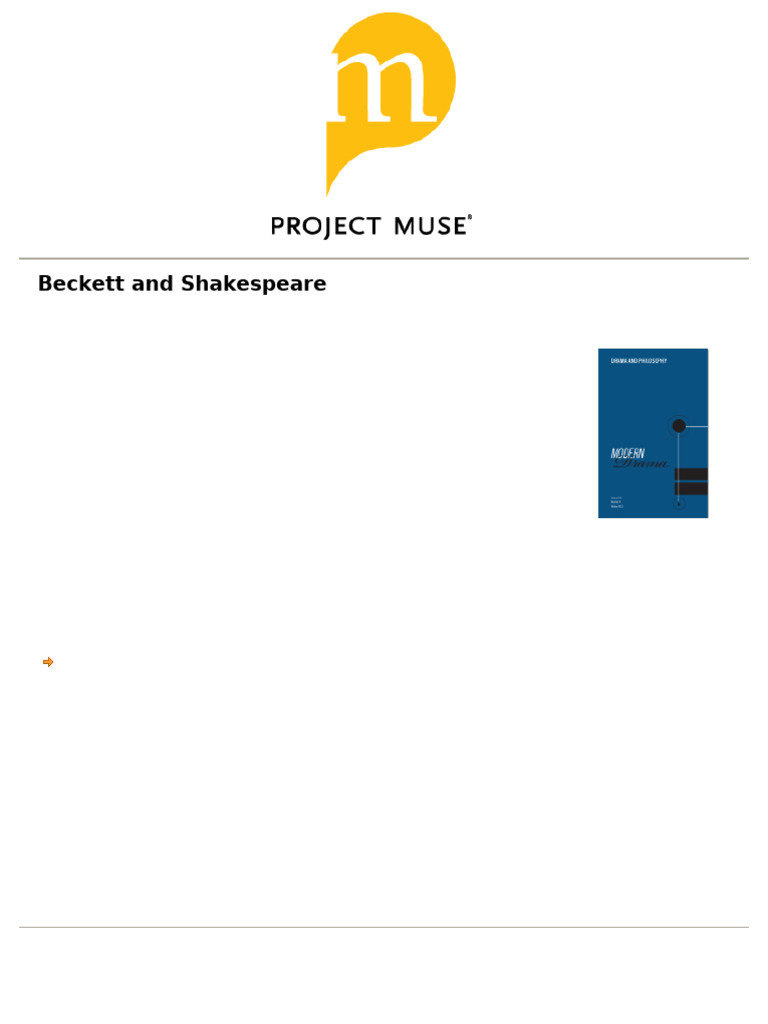Beckett's Influence on Shakespearean Drama | PDF | William Shakespeare ...