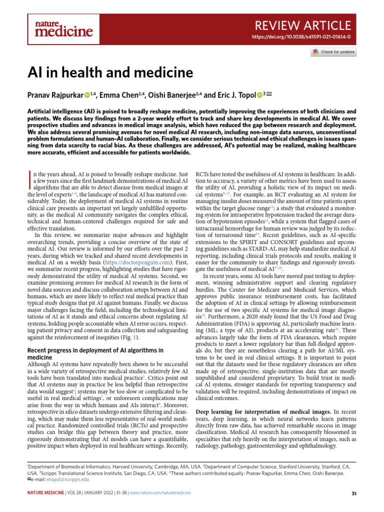 Advances in Medical AI: Trends and Challenges | PDF | Artificial ...
