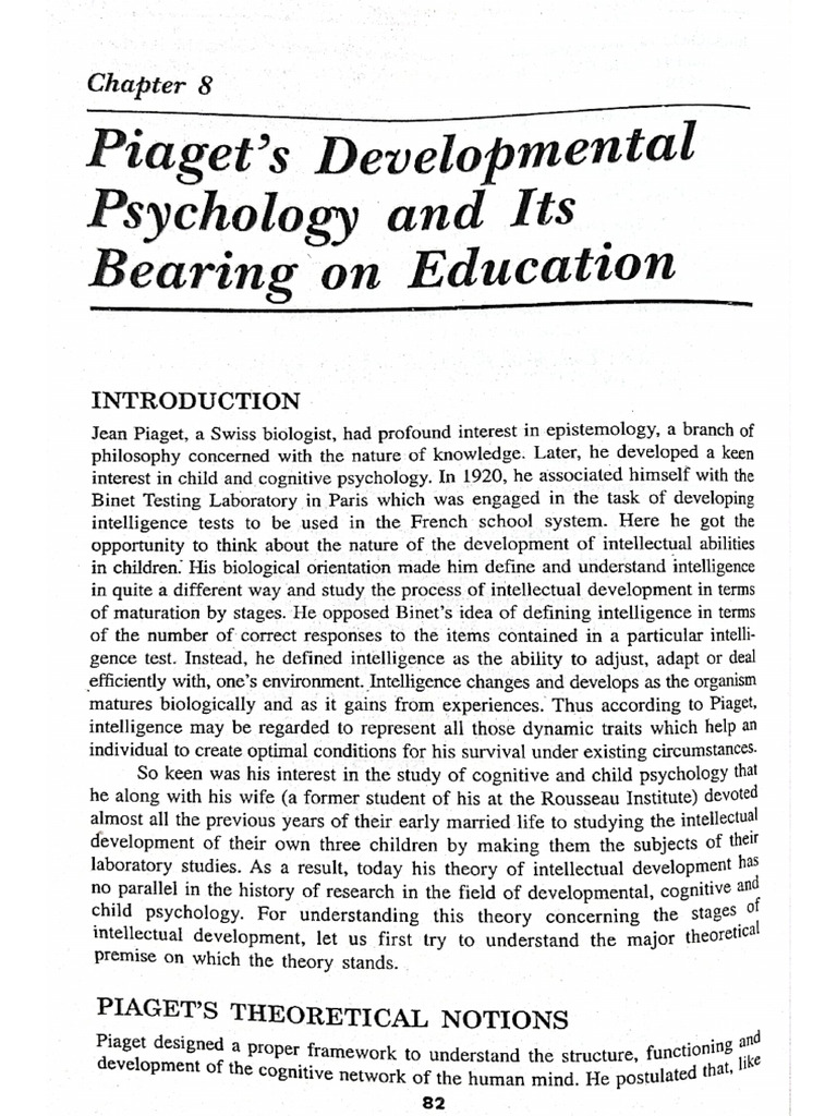 Piaget's Developmental Psychology and Its Bearing On Education | PDF