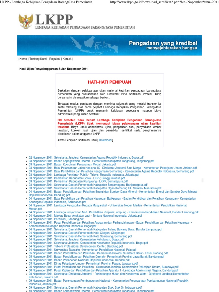 Waspada Penipuan Sertifikasi LKPP | PDF