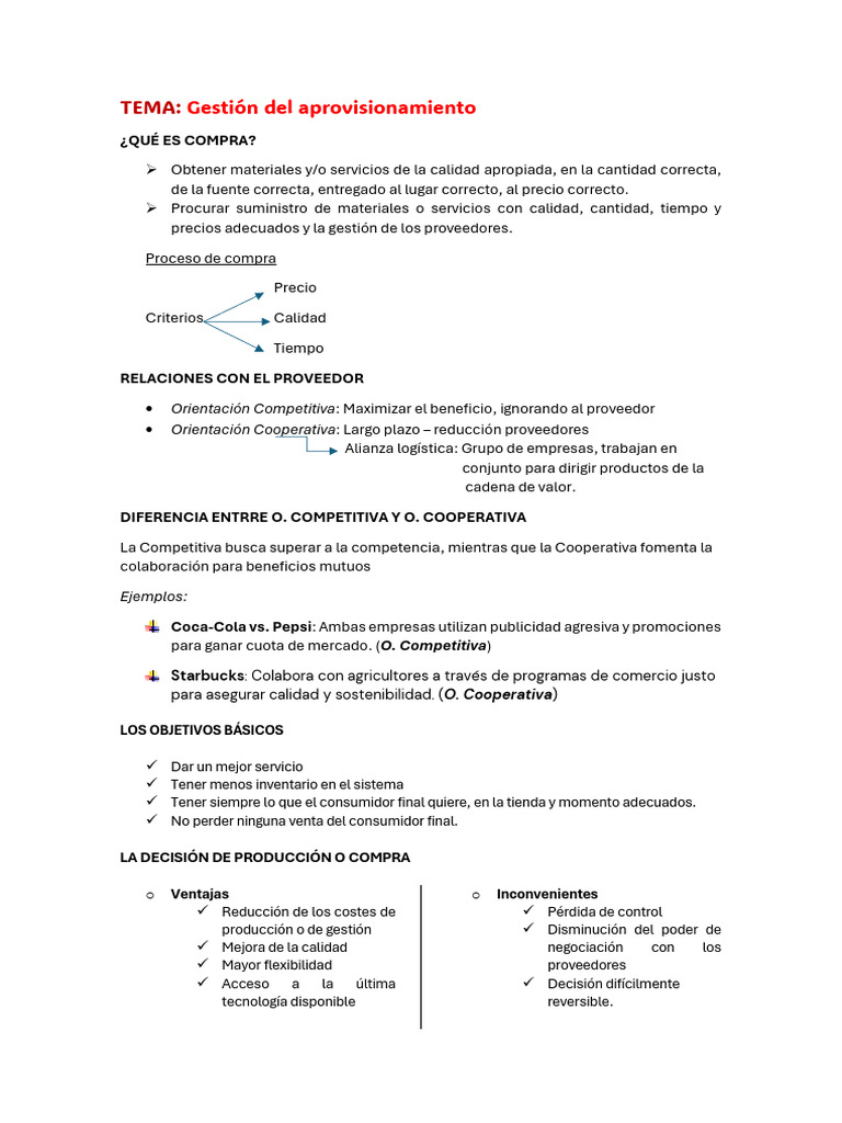 Gestión del Aprovisionamiento Eficiente | PDF | Business | Calidad ...