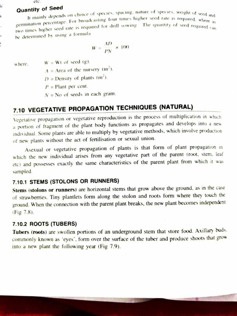 Seed Quantity & Vegetative Propagation Techniques | PDF | Grafting ...
