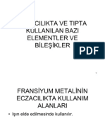 Eczacilikta Ve Tipta Kullanilan Bazi Elementler Ve Bi̇leşi̇kler