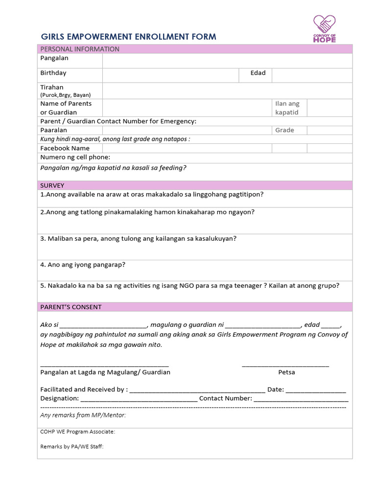 YP Enrollment Form 1 | PDF