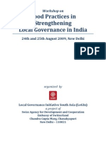 Good Practices in Strengthening Local Governance in India: 24th and 25th August 2009, New Delhi