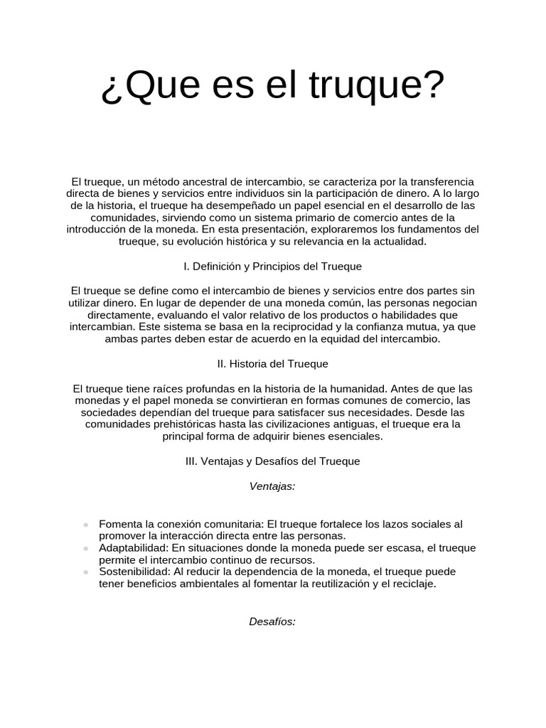 Historia y beneficios del trueque | PDF | Permuta | Bienes