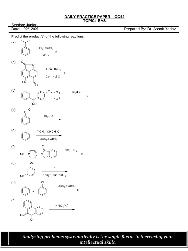 EAS Reaction Products Practice | PDF