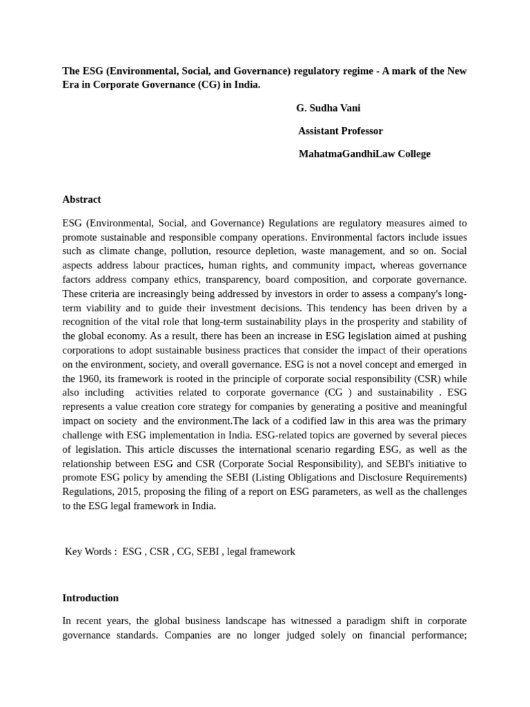 The Esg Pdf Governance Sustainability
