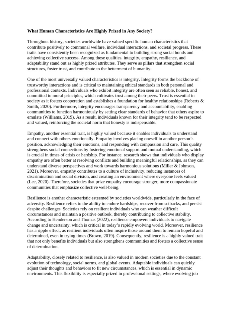 Highly Prized Human Traits | PDF | Psychological Resilience | Empathy
