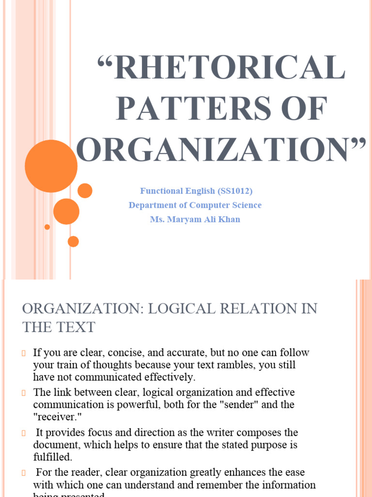 Lecture 8-Rhetorical Patters On Organization | PDF | Argument | Fallacy
