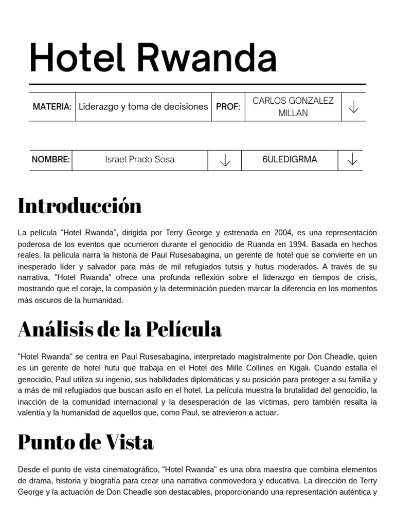 Hotel Rwanda | PDF | Relaciones personales, crianza y desarrollo personal