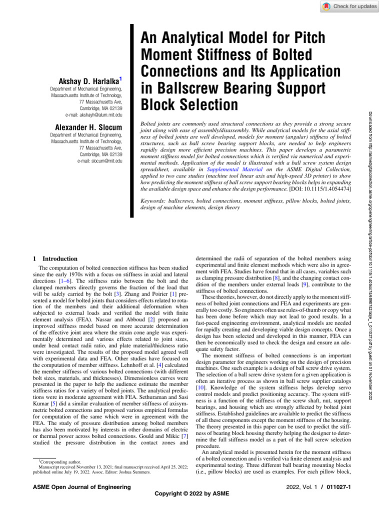 Bolted Joint Pitch Stiffness | PDF | Finite Element Method | Stress ...