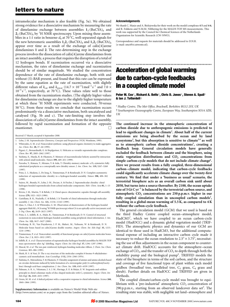 Acceleration of Global Warming Due To Carboncycle Feedbacks in A ...