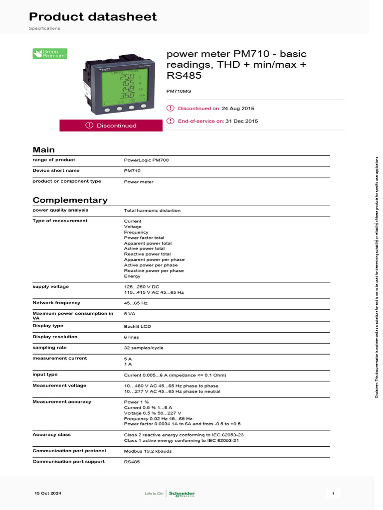 Schneider Electric - PowerLogic-PM700 | PDF | Ac Power | Metrology